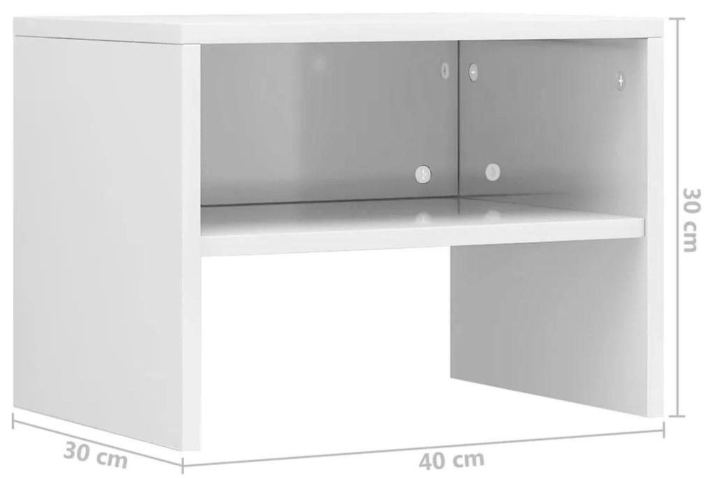 Mesa-de-cabeceira 40x30x30 cm contraplacado branco brilhante