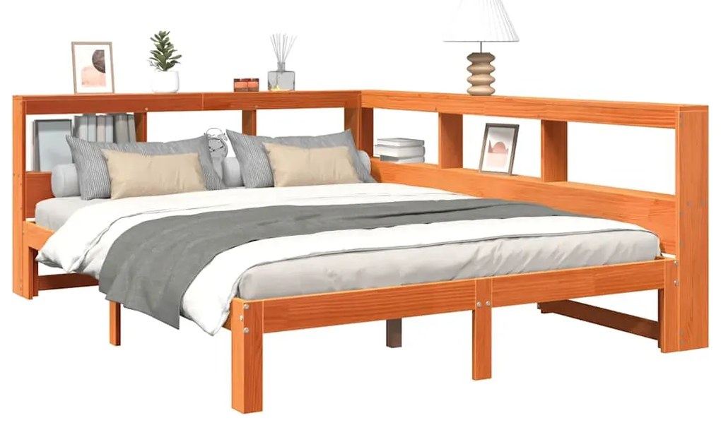 Cama com estante sem colchão 140x190 cm pinho maciço