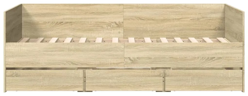 Sofá-cama com gavetas sem colchão 90x190 cm carvalho sonoma