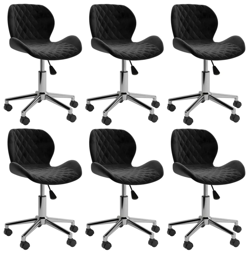 vidaXL Cadeiras de jantar giratórias 6 pcs veludo preto
