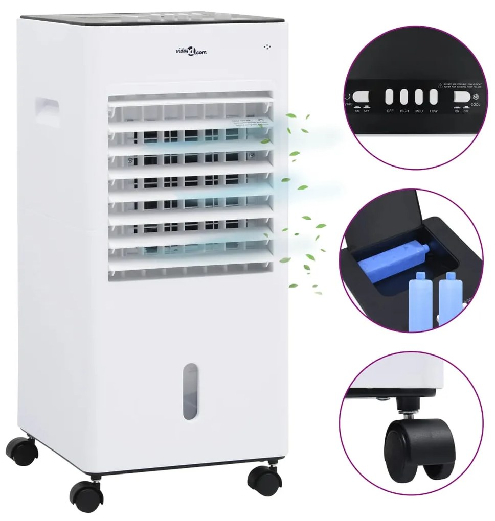 51464 vidaXL Refrigerador de ar portátil 3 em 1 65 W 61x31x27cm branco/preto