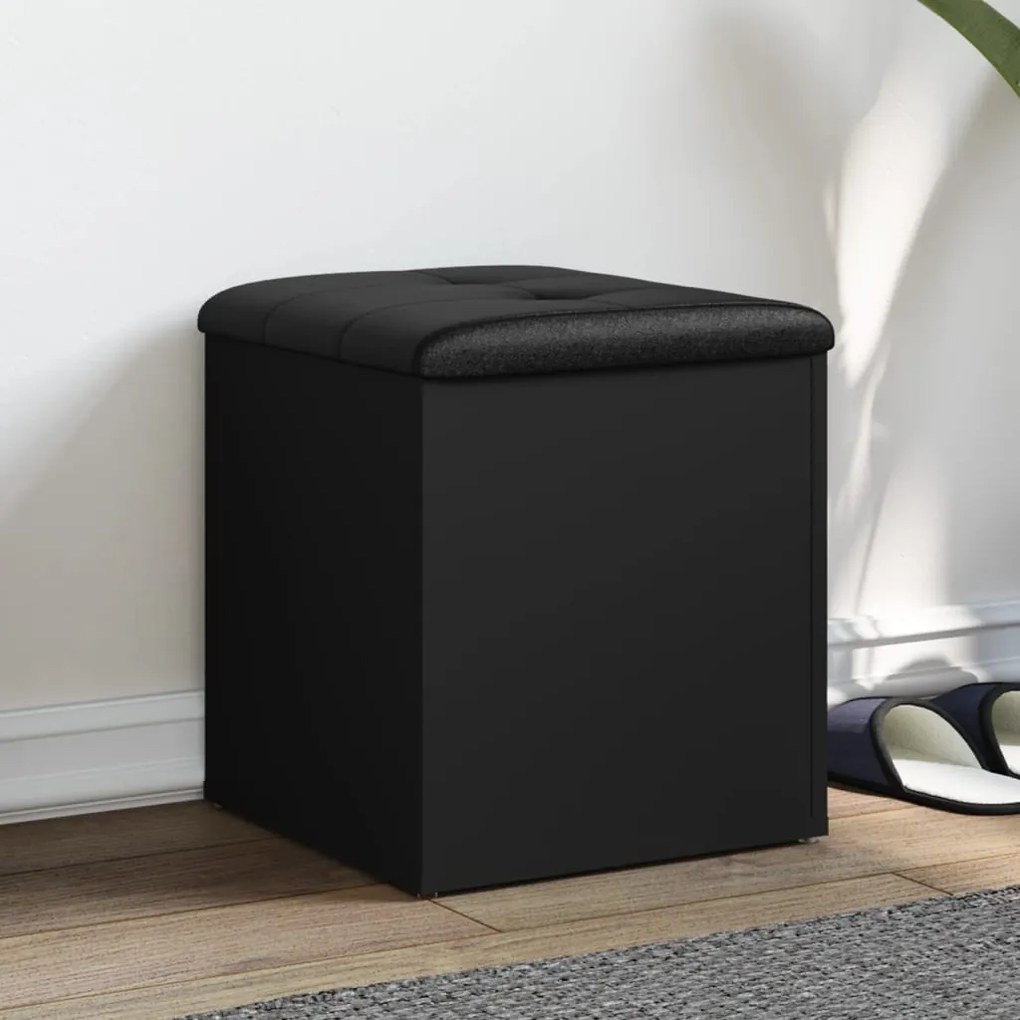 vidaXL Banco de arrumação 42x42x45 cm derivados de madeira preto