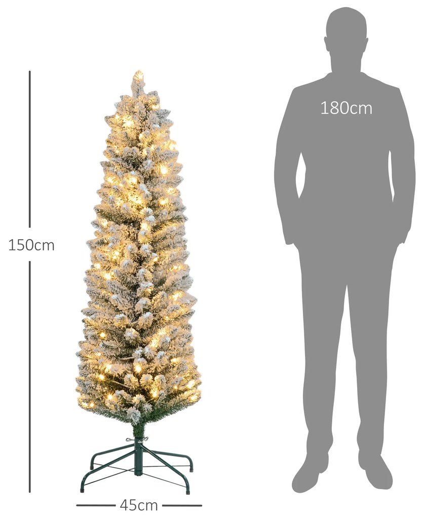 Árvore de Natal Árvore de Natal artificial nevada de 150 cm com 120 lu