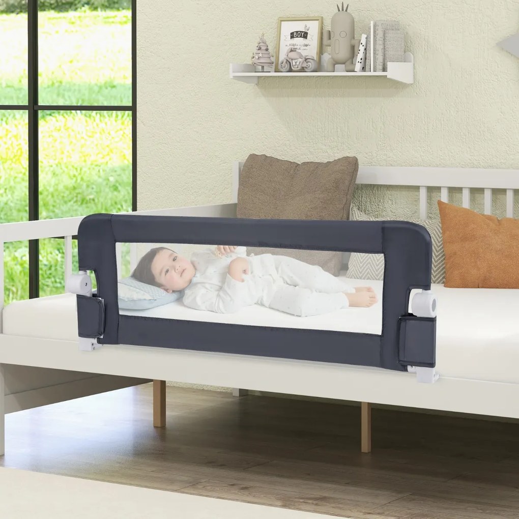 Barra segurança Cama para bebés dobrável Cama de solteiro Cama de casal 120 x 40,5 x 42 cm Cinzento
