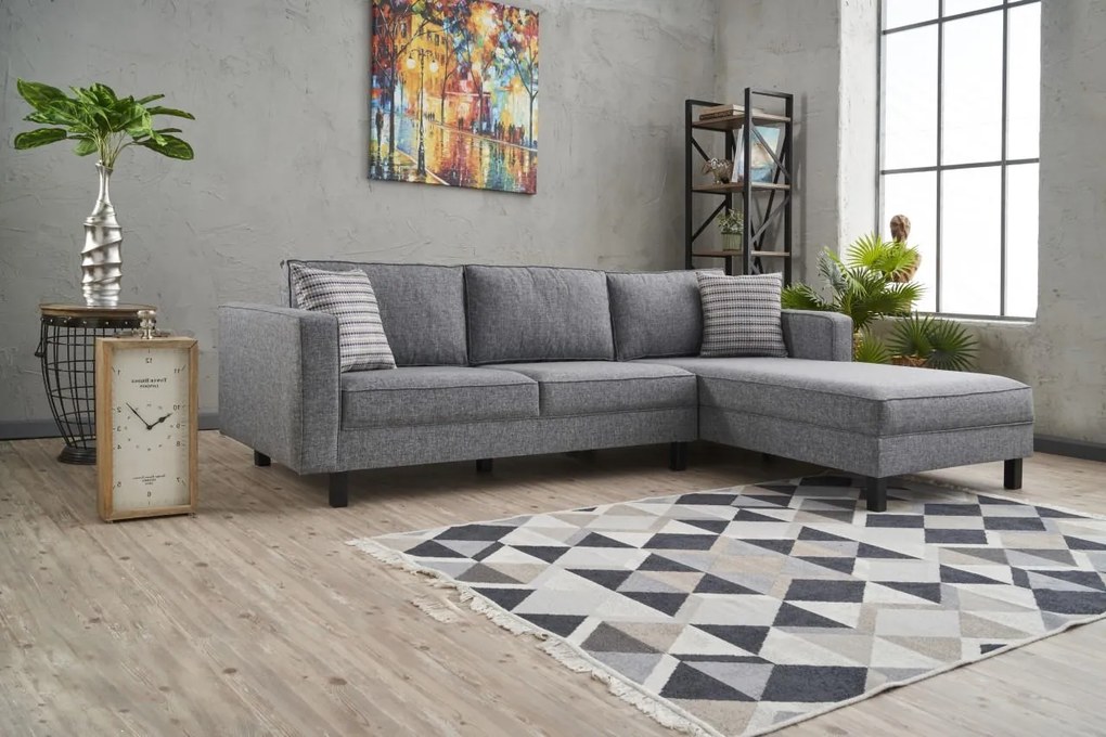 Sofá de Canto Kale – Cinzento – 258 x 83 x 181 cm