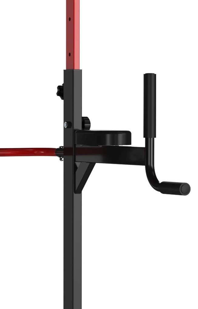 HOMCOM Torre de abdominais para Ginásio Ajustável em altura com tubo de aço de 6 furos Suporta até 120 kg 94x80,5x180-230 cm Preto