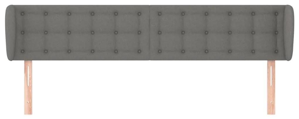 Cabeceira de cama c/ abas tecido 203x23x78/88cm cinzento-escuro