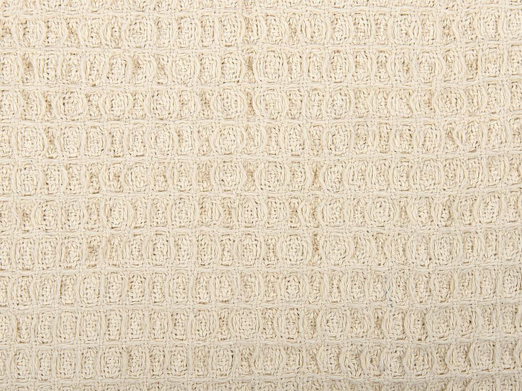 Manta decorativa em algodão creme 125 x 150 cm MALU Beliani