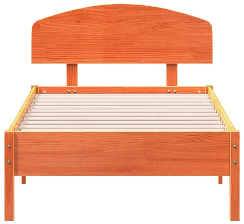 Cama sem colchão 75x190 cm madeira de pinho maciça castanho-mel