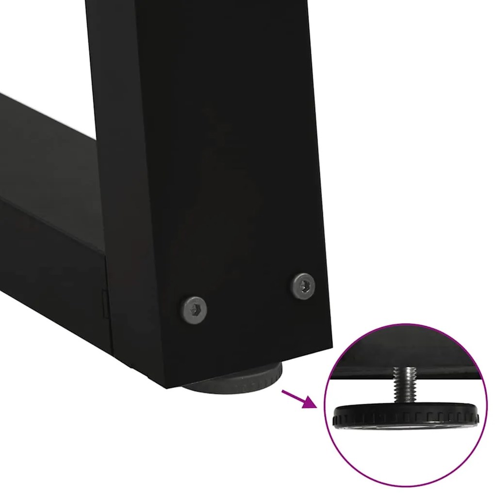 Pernas para mesa de jantar em V 3 peças, pretas, 100x(72-73,3) cm, aço