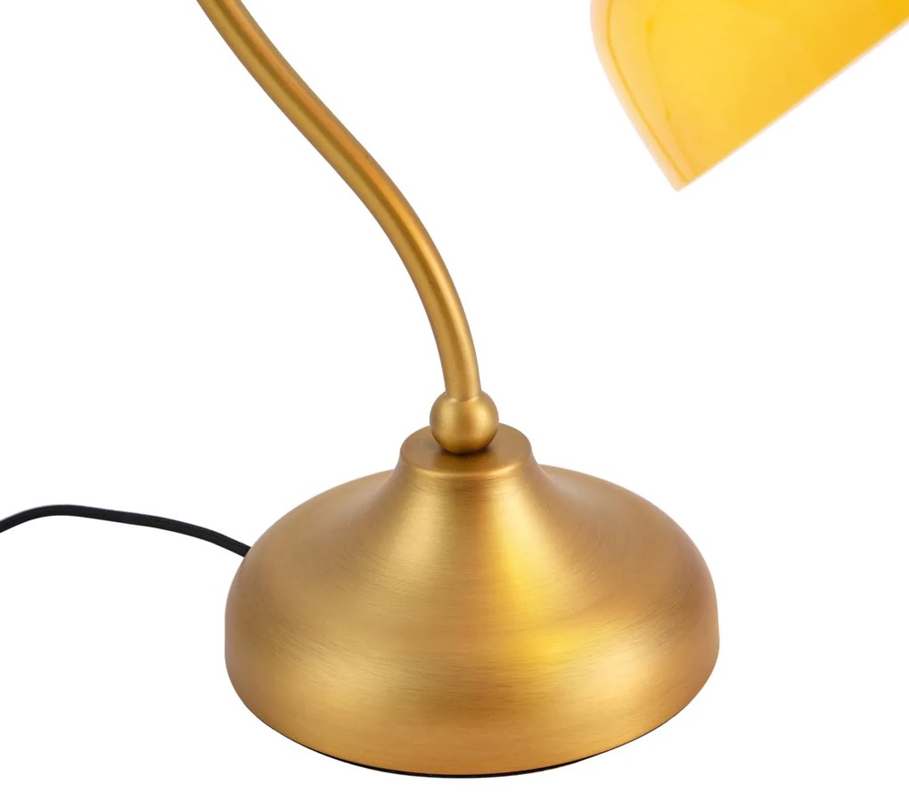 Candeeiro de Mesa Clássico Bronze com Vidro Opal Laranja - Clerk Clássico / Antigo