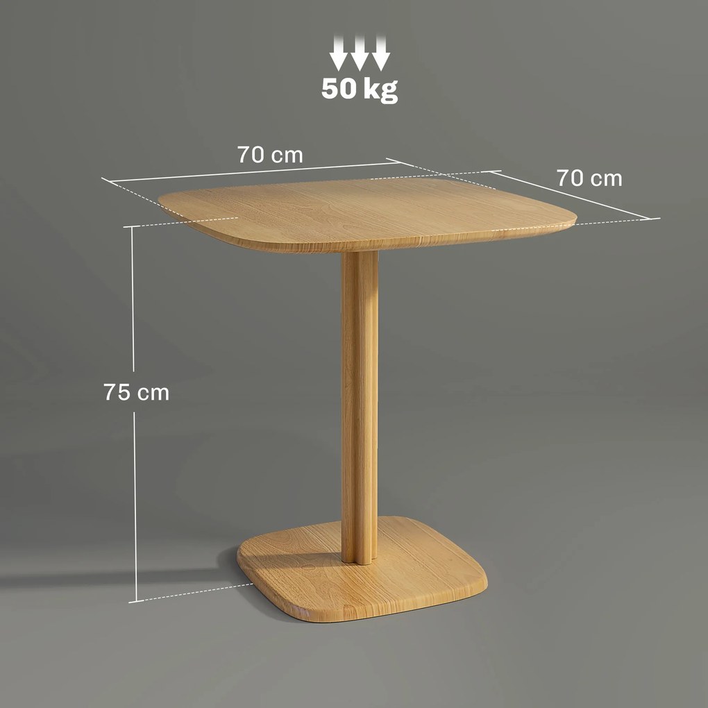 Mesa de Refeição de Madeira Quadrada para 4 Pessoas (CADEIRAS NÃO INCLUIDAS) Base Quadrada para Espaços Pequenos 70x70x75 cm Madeira