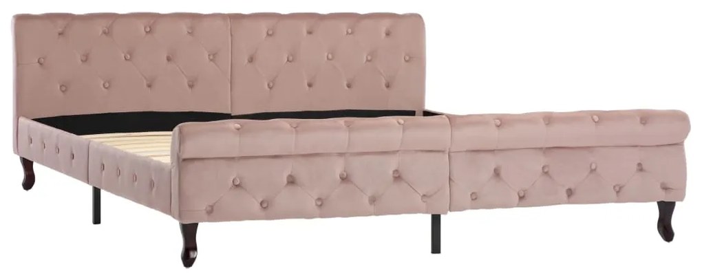 Estrutura de cama 180x200 cm veludo cor-de-rosa