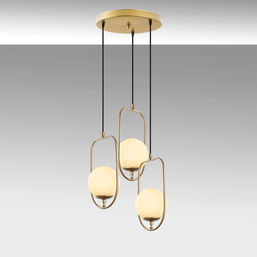 Candeeiro Suspenso Skew – Dourado – 55 cm