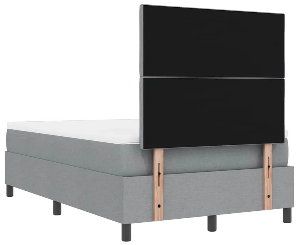 Cama Box Spring com Colchão e Banco Cinza Claro 120x190 cm Tecido