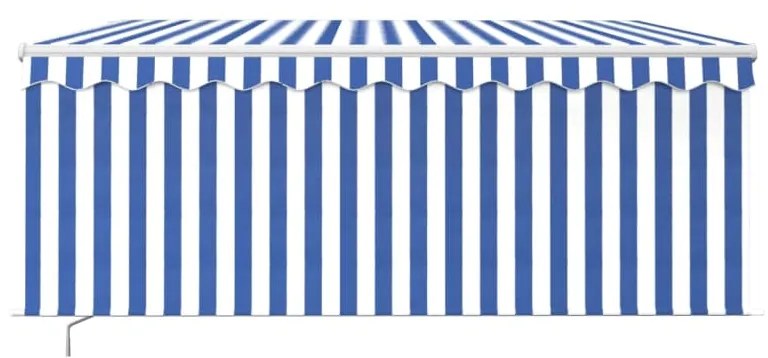 Toldo retrátil manual com estore 3,5x2,5 m azul e branco