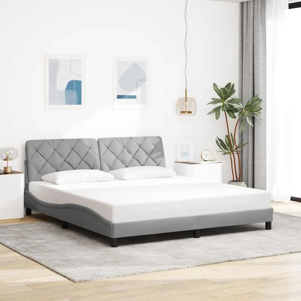 vidaXL Estrutura de cama sem colchão 180x200 cm tecido cinzento-claro