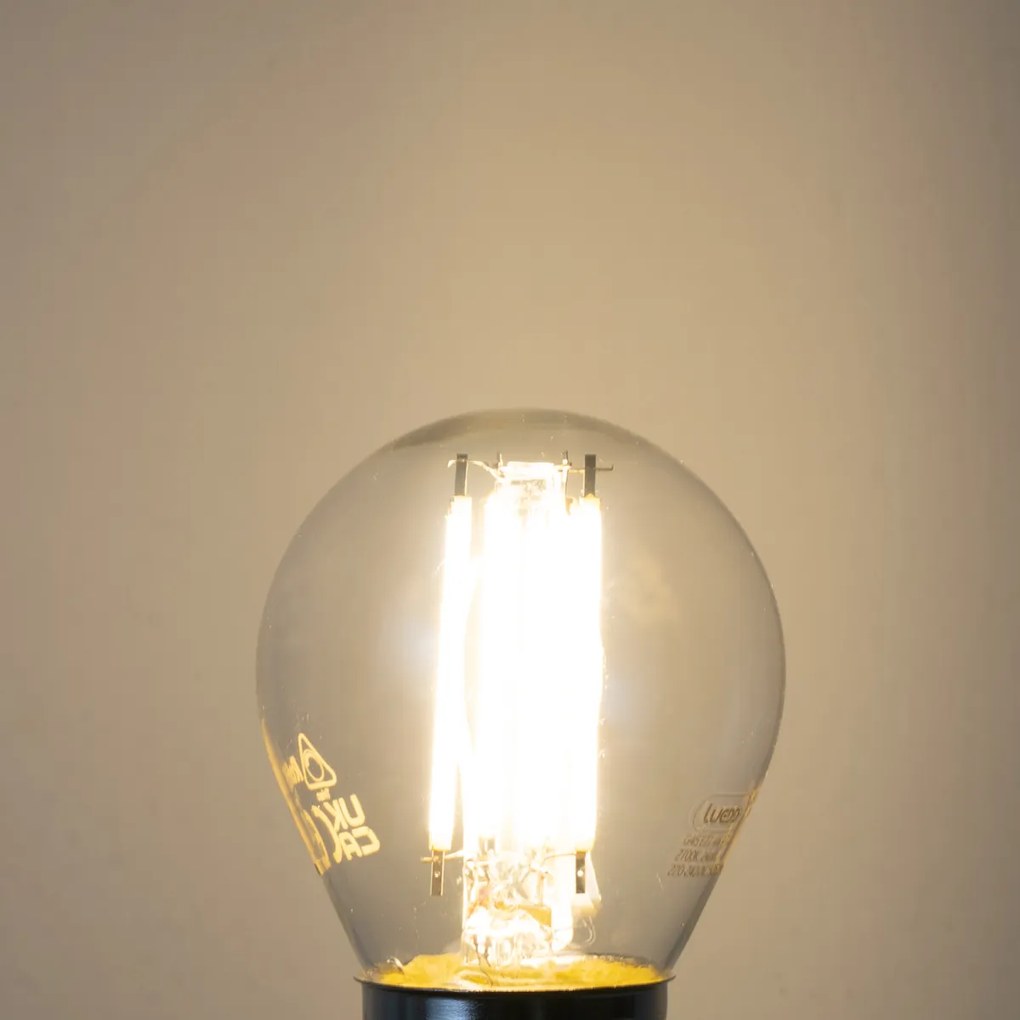 Conjunto de 5 lâmpadas de filamento LED E27 reguláveis G45 transparentes 4W 470 lm 2700K