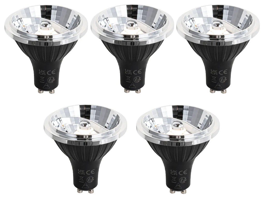 Conjunto de 5 Lâmpadas LED GU10 Reguláveis 70mm 6.5W 600 lm 2700K