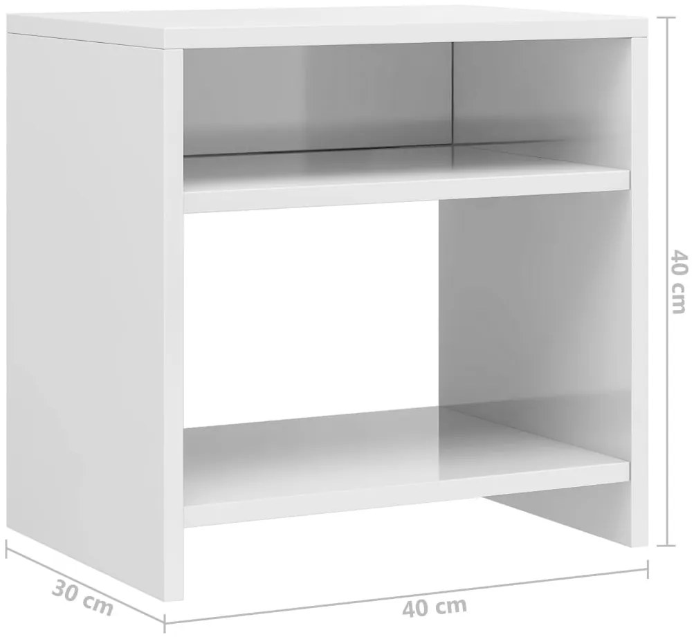 Mesa de cabeceira derivados de madeira branco brilhante