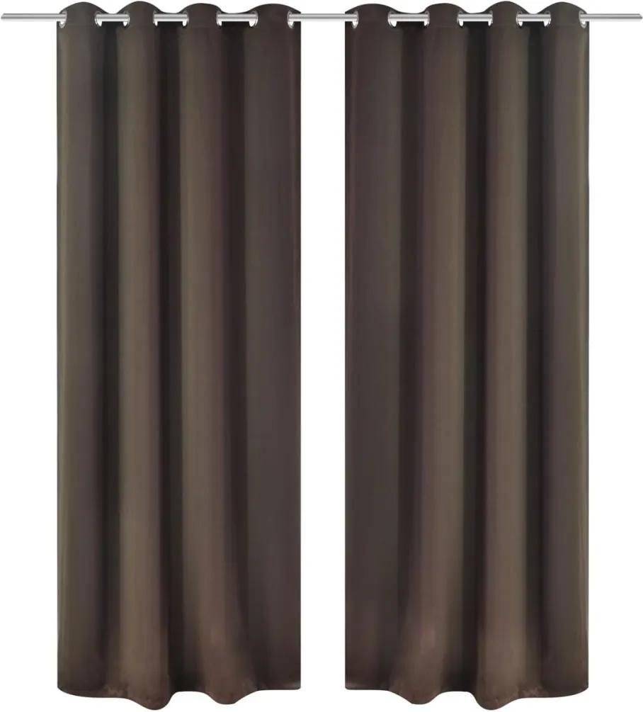 Cortinas blackout 2 pcs com ilhós de metal 135x175 cm castanho