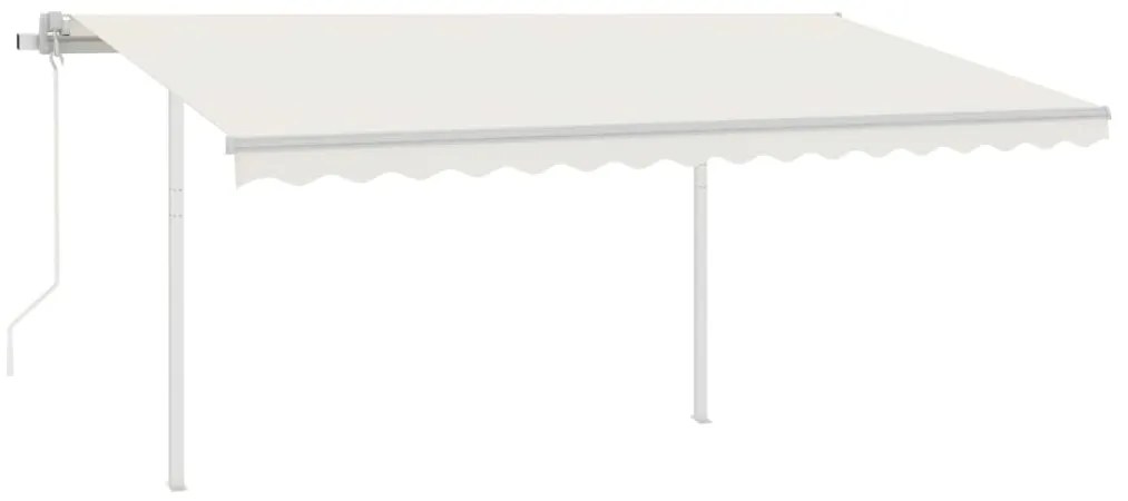 Toldo retrátil automático com postes 4,5x3,5 m cor creme