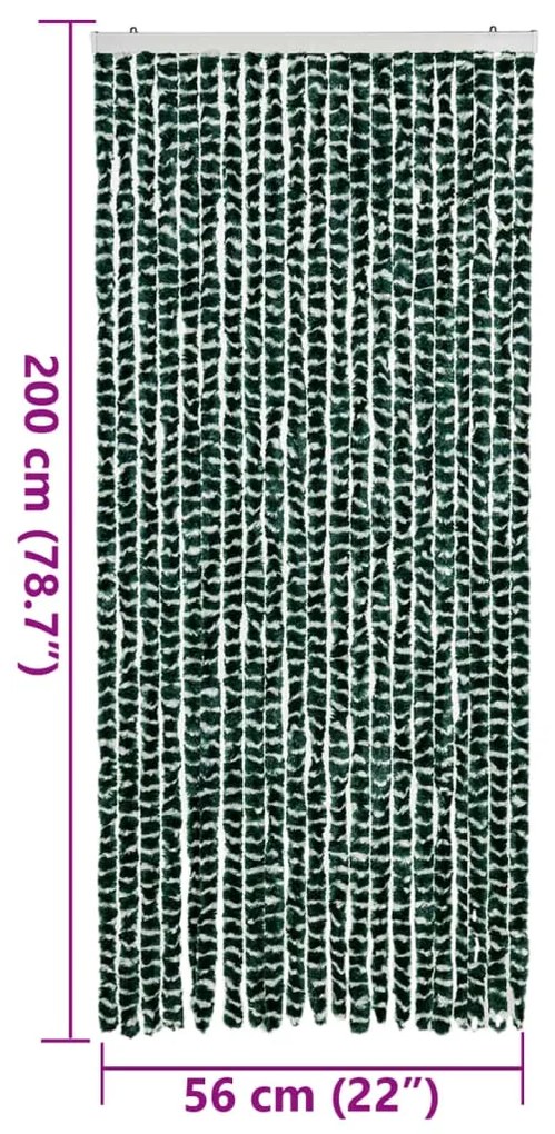 Cortina anti-insetos 90x200 cm chenille verde e branco