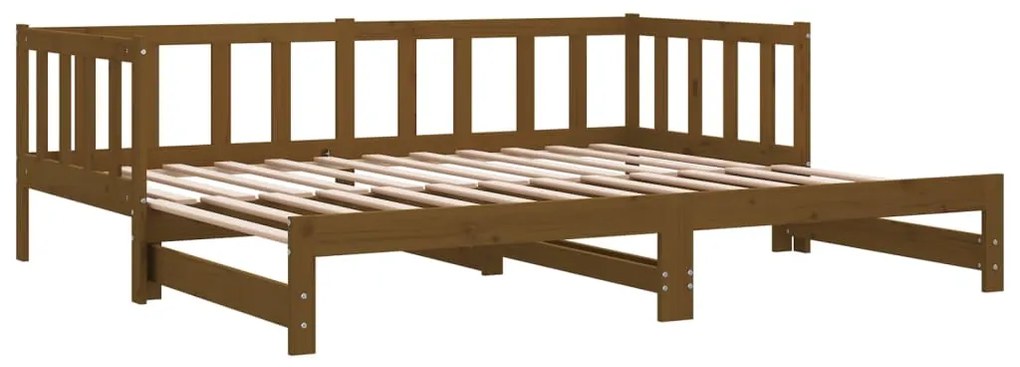 Estrutura sofá-cama de puxar 2x(90x190)cm pinho maciço castanho