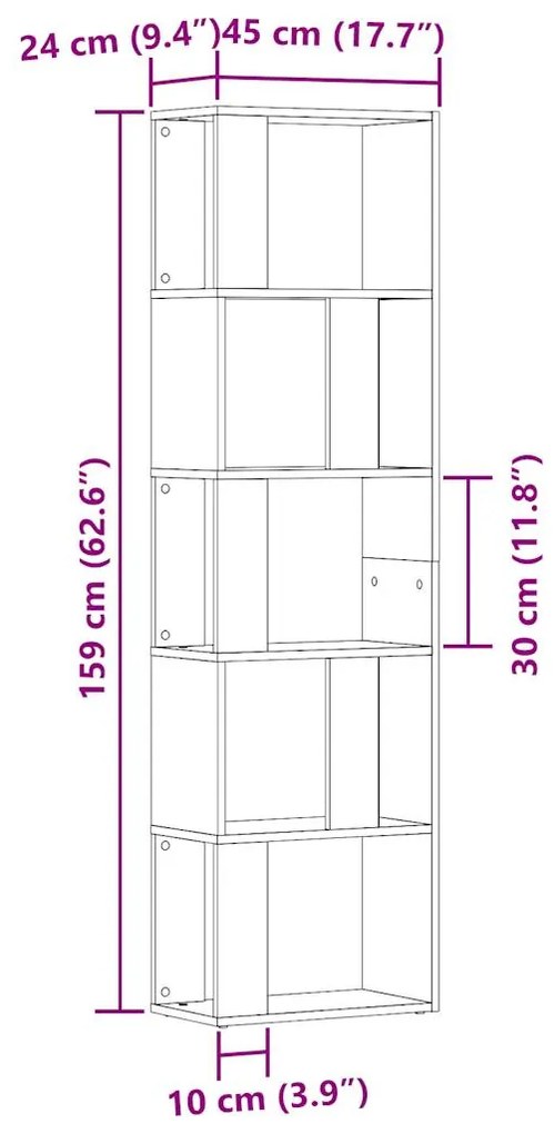 Estante 45x24x159 cm derivados de madeira branco