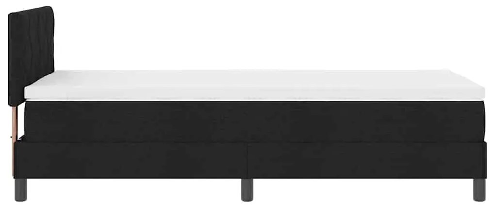 Cama Box Spring com Colchão &amp; LED Preto 90x190 cm Tecido