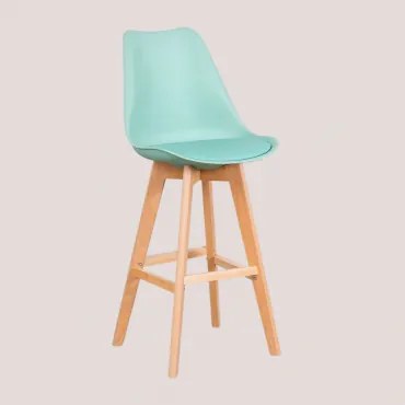 Banco Alto Nórdico Com Almofada De Couro Sintético Verde Jade & ↑75 Cm - Sklum