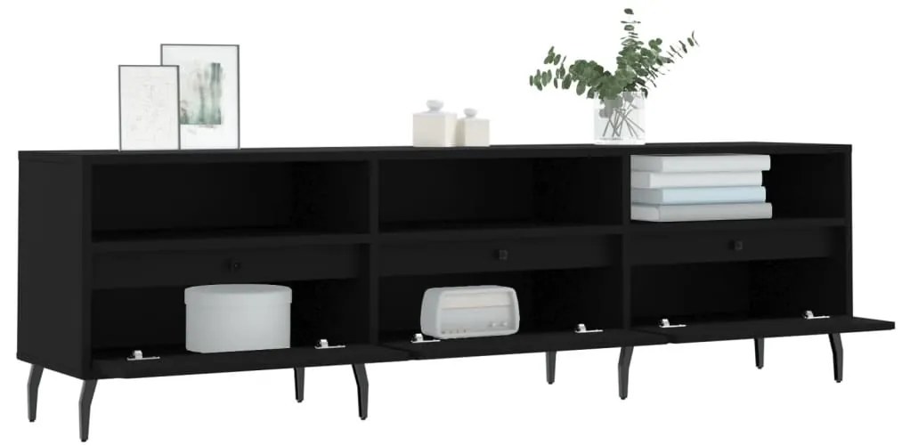 Móvel de TV 150x30x44,5 cm derivados de madeira preto