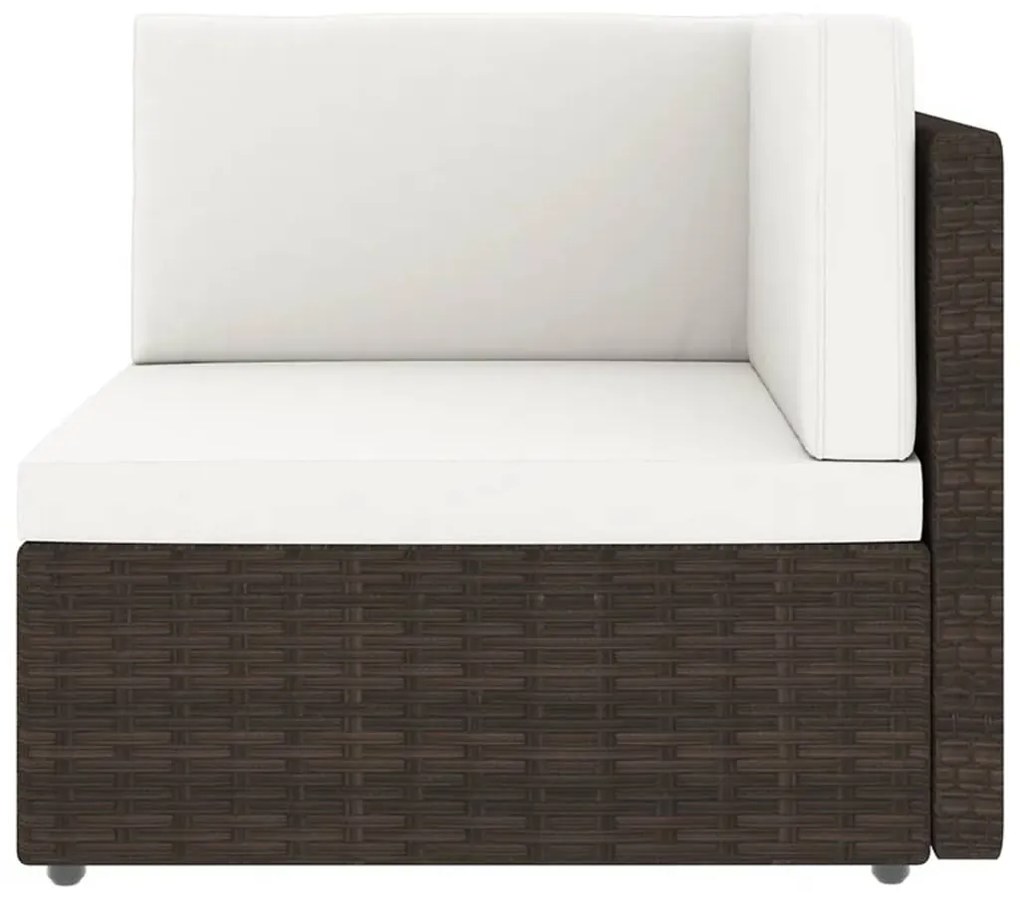 11 pcs conjunto lounge p/ jardim c/ almofadões vime PE castanho