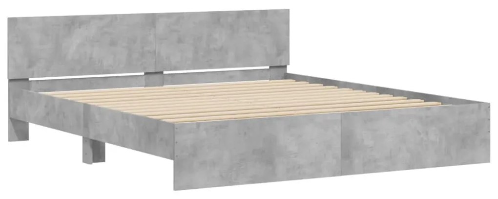 Estrutura de cama com cabeceira 160x200 cm cinzento cimento