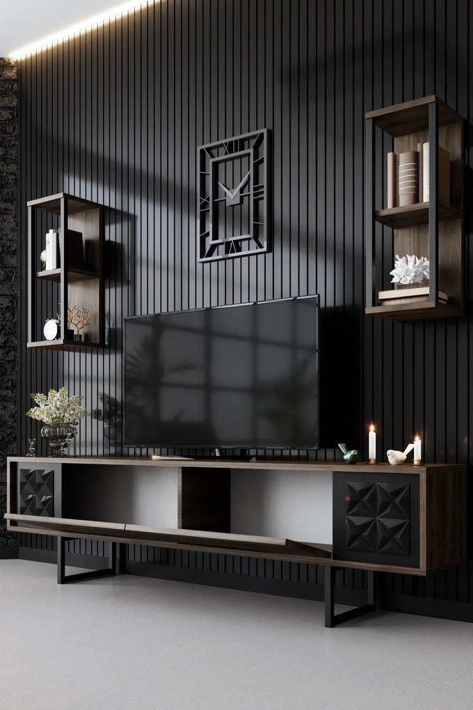 Conjunto de Mobiliário de Sala – Black Line Set – Nogueira e Preto