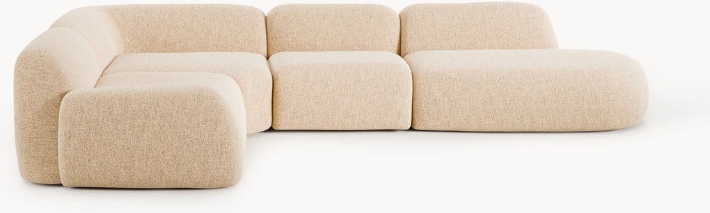 Sofá de canto modular XL em bouclé com chaise longue Wolke