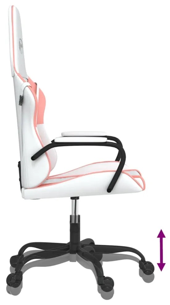 Cadeira gaming couro artificial branco e rosa