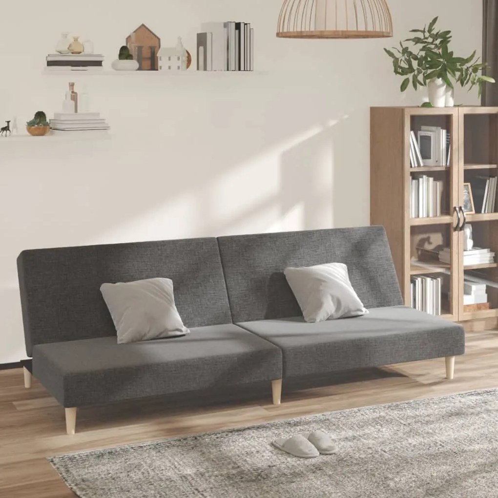 vidaXL Sofá-cama de 2 lugares tecido cinzento-claro