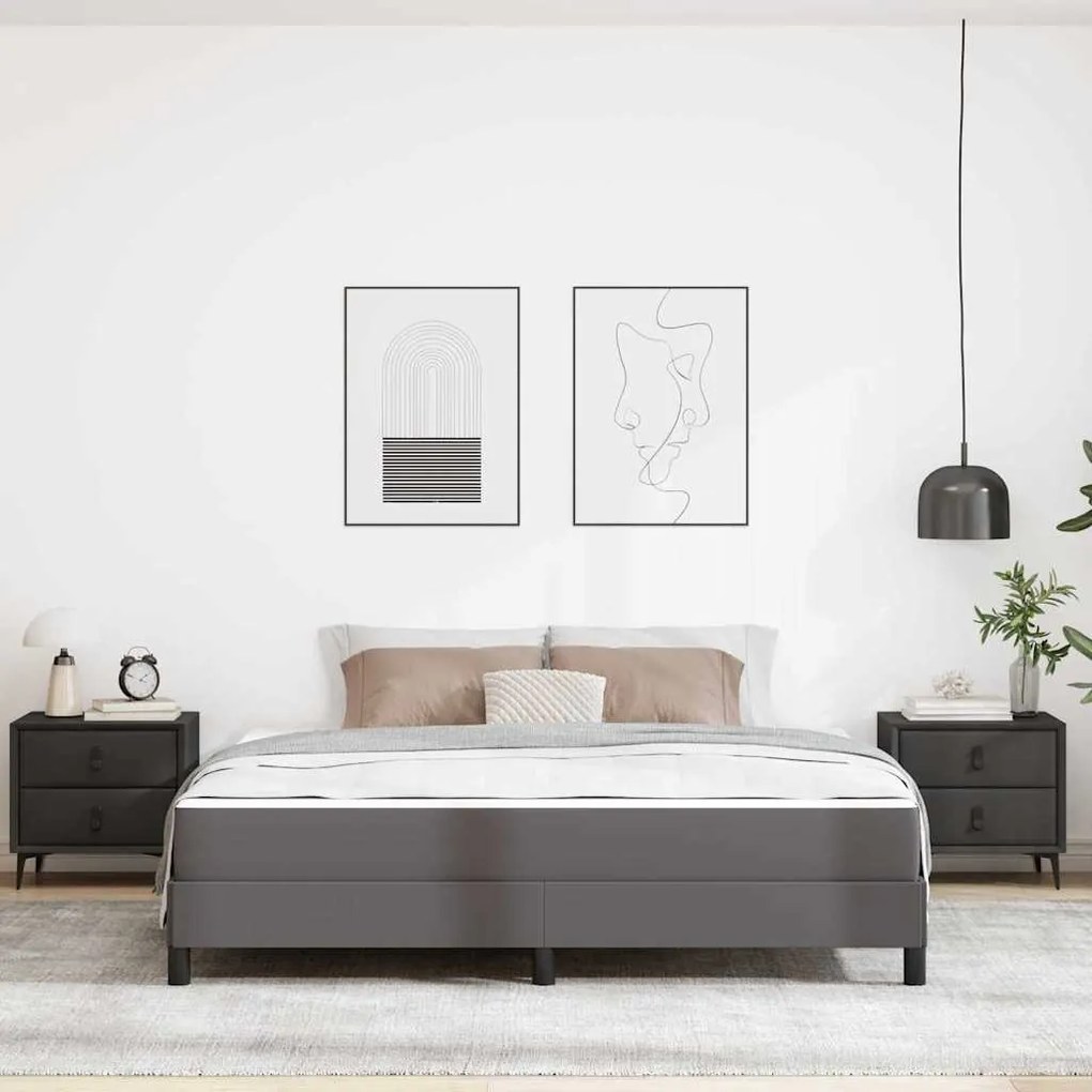 Cama Outros Cinzeto 180 x 200 cm Couro sintético