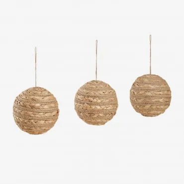 Pack De 3 Enfeites De Natal Em Corda Trançada Lixue Castanho Areia - Sklum