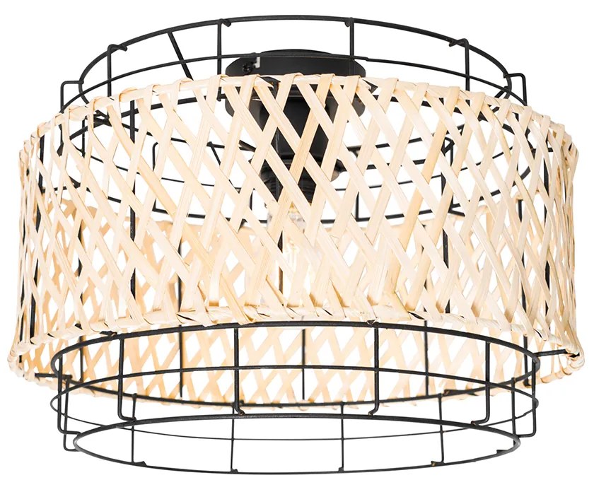 Candeeiro de teto oriental preto com bambu - Irena