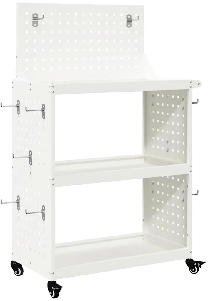 Carro de Ferramentas Branco 65 x 35 x 111 cm Metal