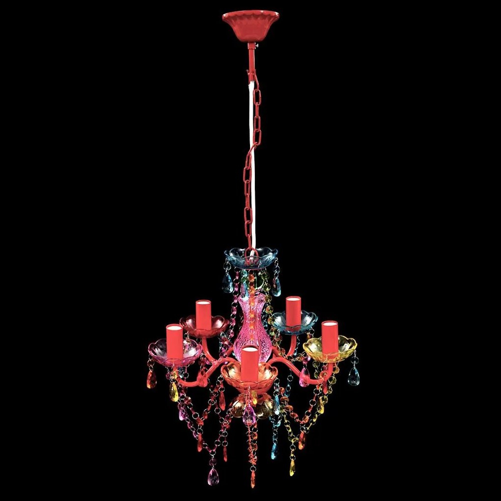 Lustre multicolor com 5 bulbos