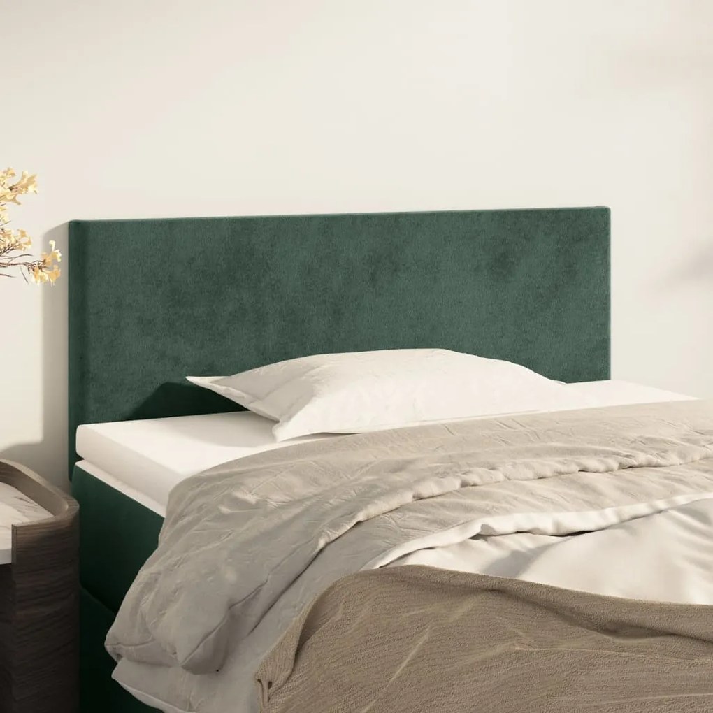 Cabeceira de cama veludo 100x5x78/88 cm verde-escuro