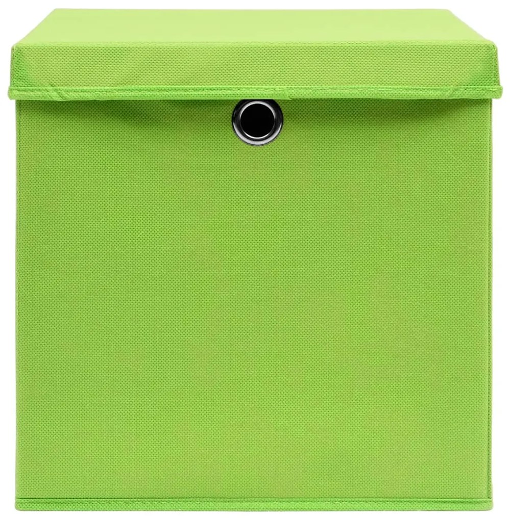 Caixas de arrumação com tampas 10 pcs 32x32x32 cm tecido verde