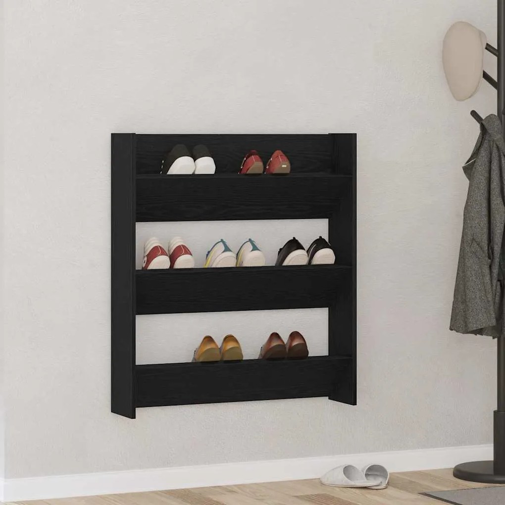 vidaXL Armário para Sapatos de Parede 2 pcs Carvalho preto