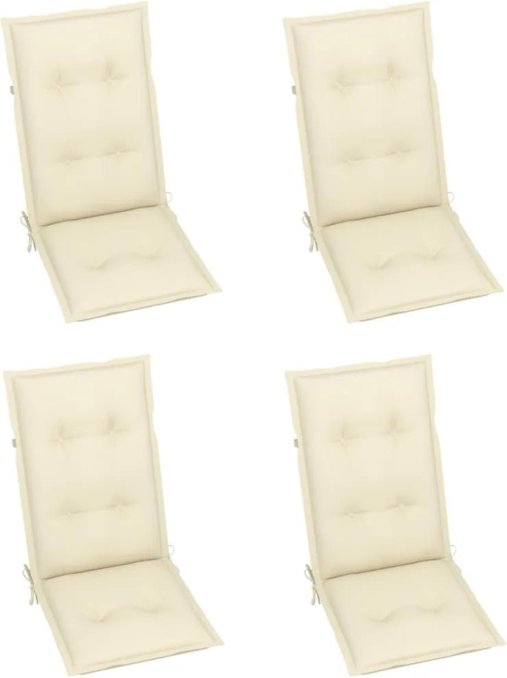 Almofadões para cadeiras de jardim 4 pcs creme 120x50x7 cm