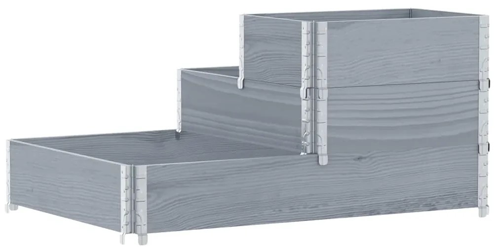 Canteiro elevado de 3 níveis 120x80 cm pinho maciço cinzento
