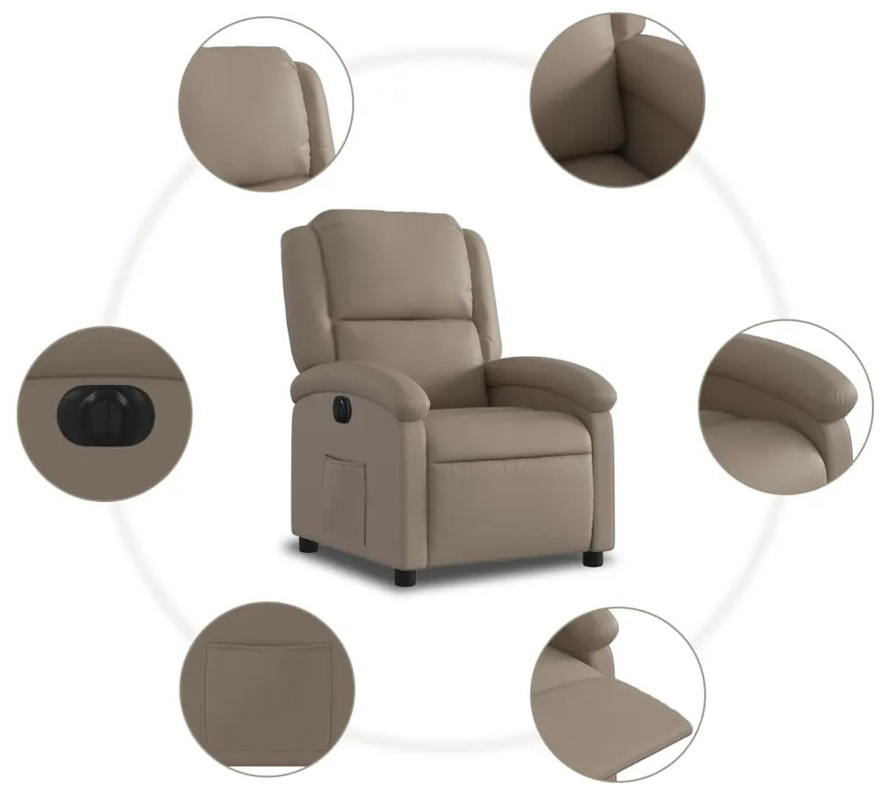 Poltrona reclinável elétrica couro artificial cor cappuccino