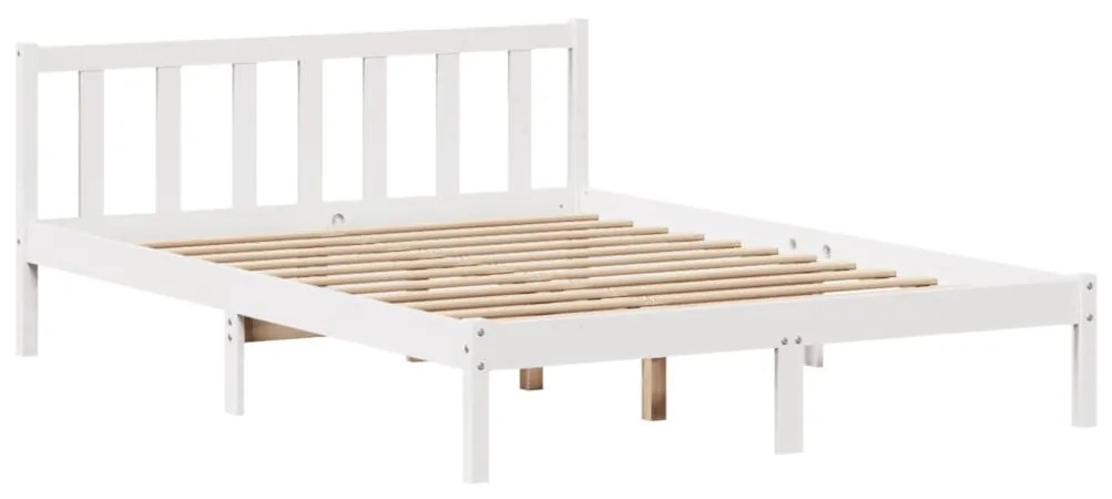 Cama sem colchão 150x200 cm madeira de pinho maciça branco